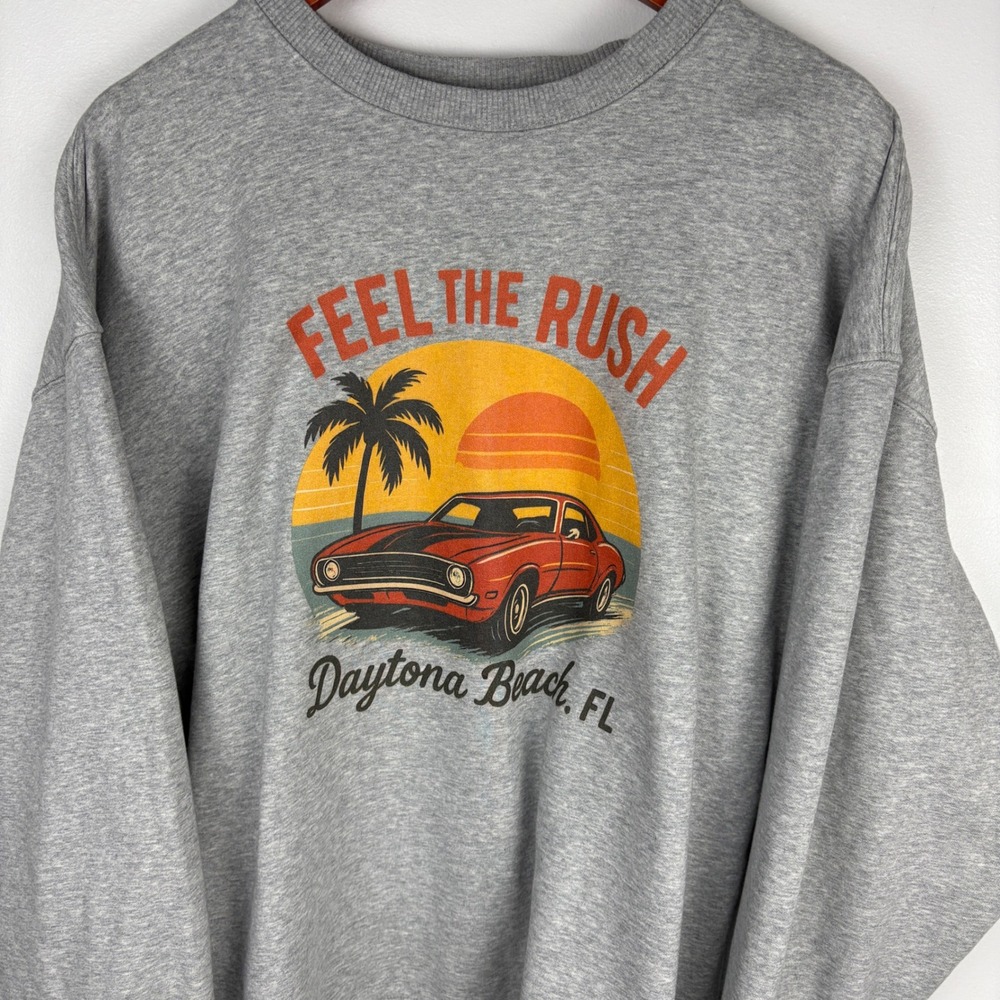 Feel The Rush Daytona Beach Graphic Crewneck Sweatshirt L Oversized‎